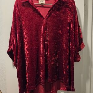 BiBi Rich Crimson Velvet Blouse